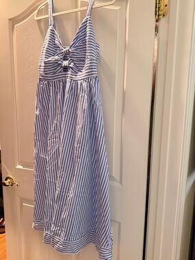 Cupshe Blue & White Striped Bow-Front Dress